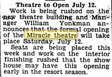 Pentwater Theatre - 01 Jul 1930 Article